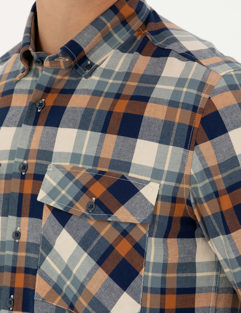 Светло-коричневая рубашка классического кроя с длинным рукавом - Cacharel фото 7