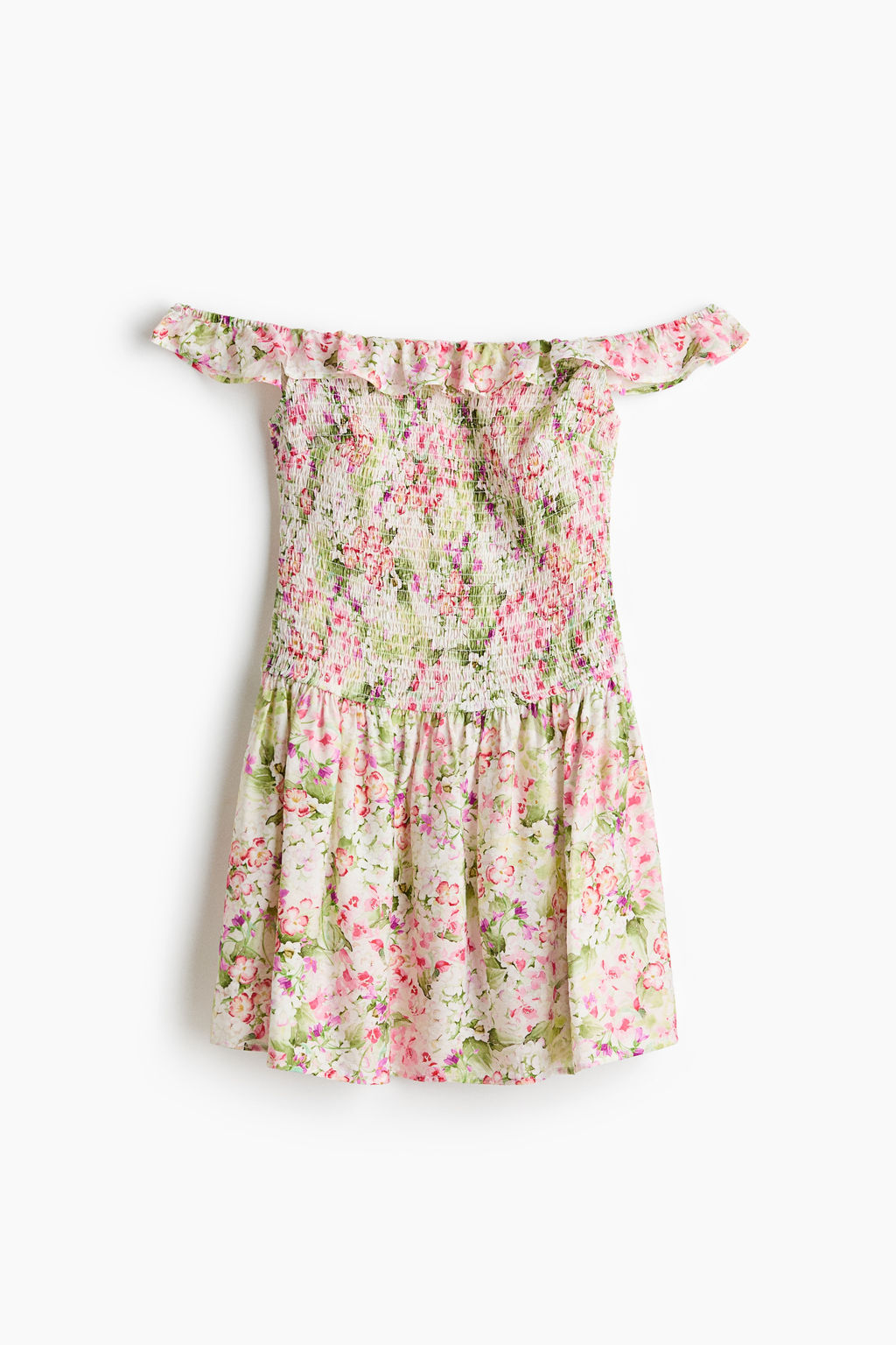 Vestido off-the-shoulder con cuerpo nido de abeja - H&m фото 7