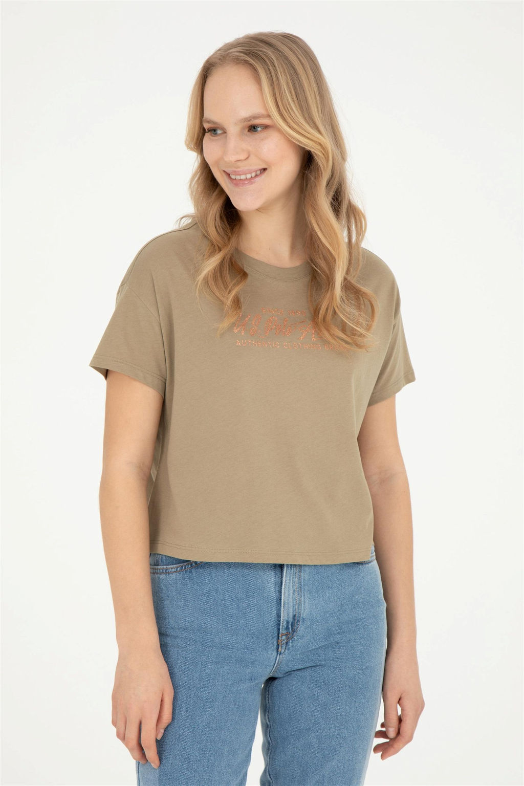 Женская футболка цвета хаки - U.s. polo assn фото 3