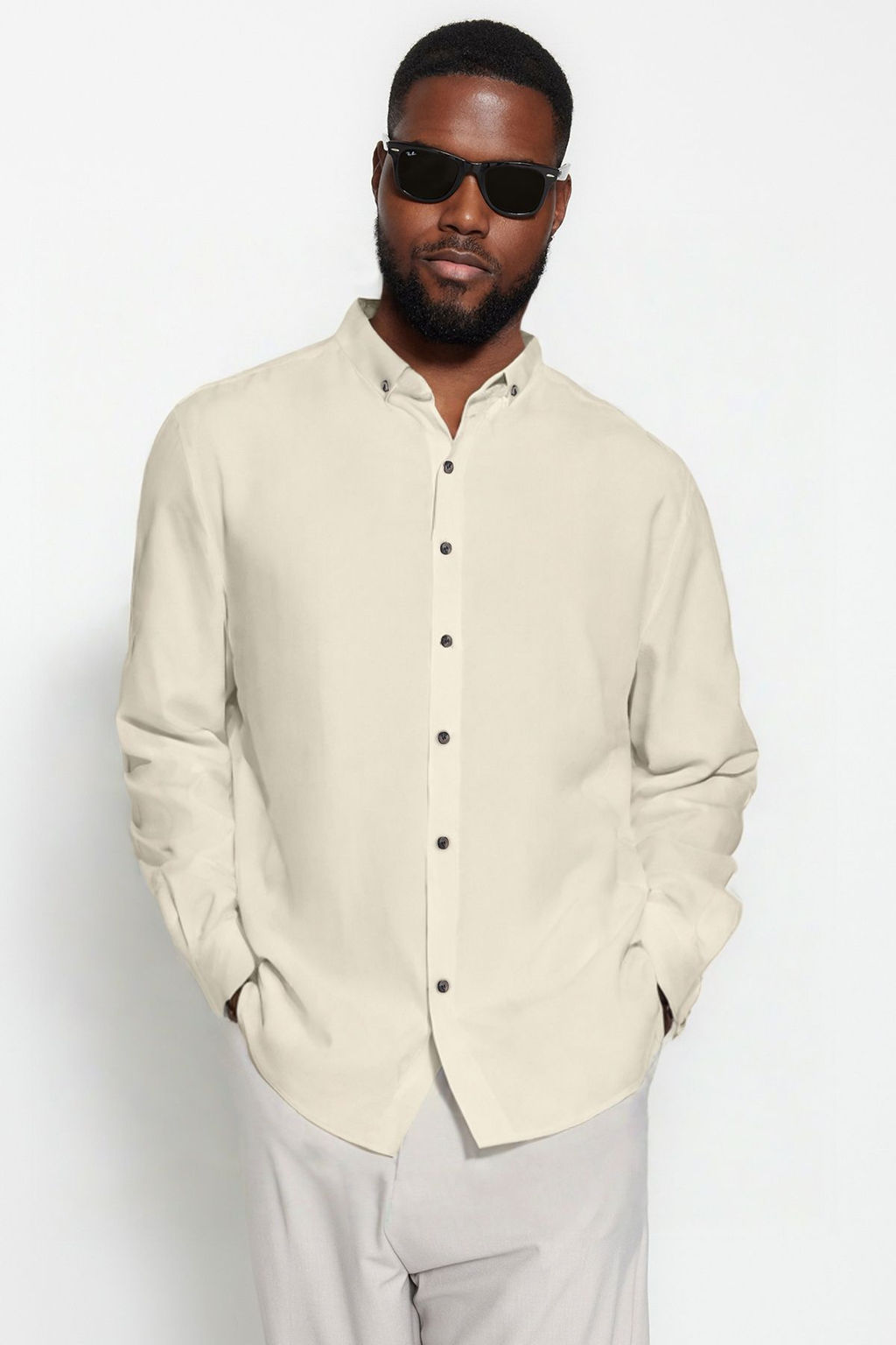 TRENDYOL MAN Buyuk Beden Lacivert Regular Fit Rahat Dugmeli Yaka Gomlek TMNSS23GO00094 - Trendyolmilla фото 2
