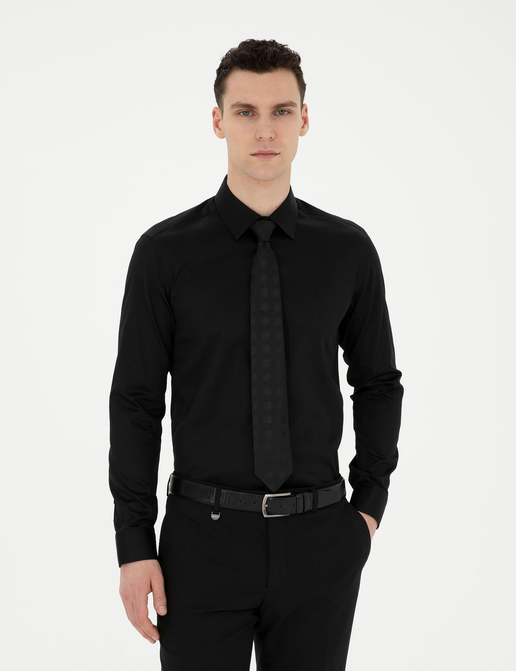 Siyah Slim Fit Uzun Kollu Basic G_mlek - Pierre cardin фото 8