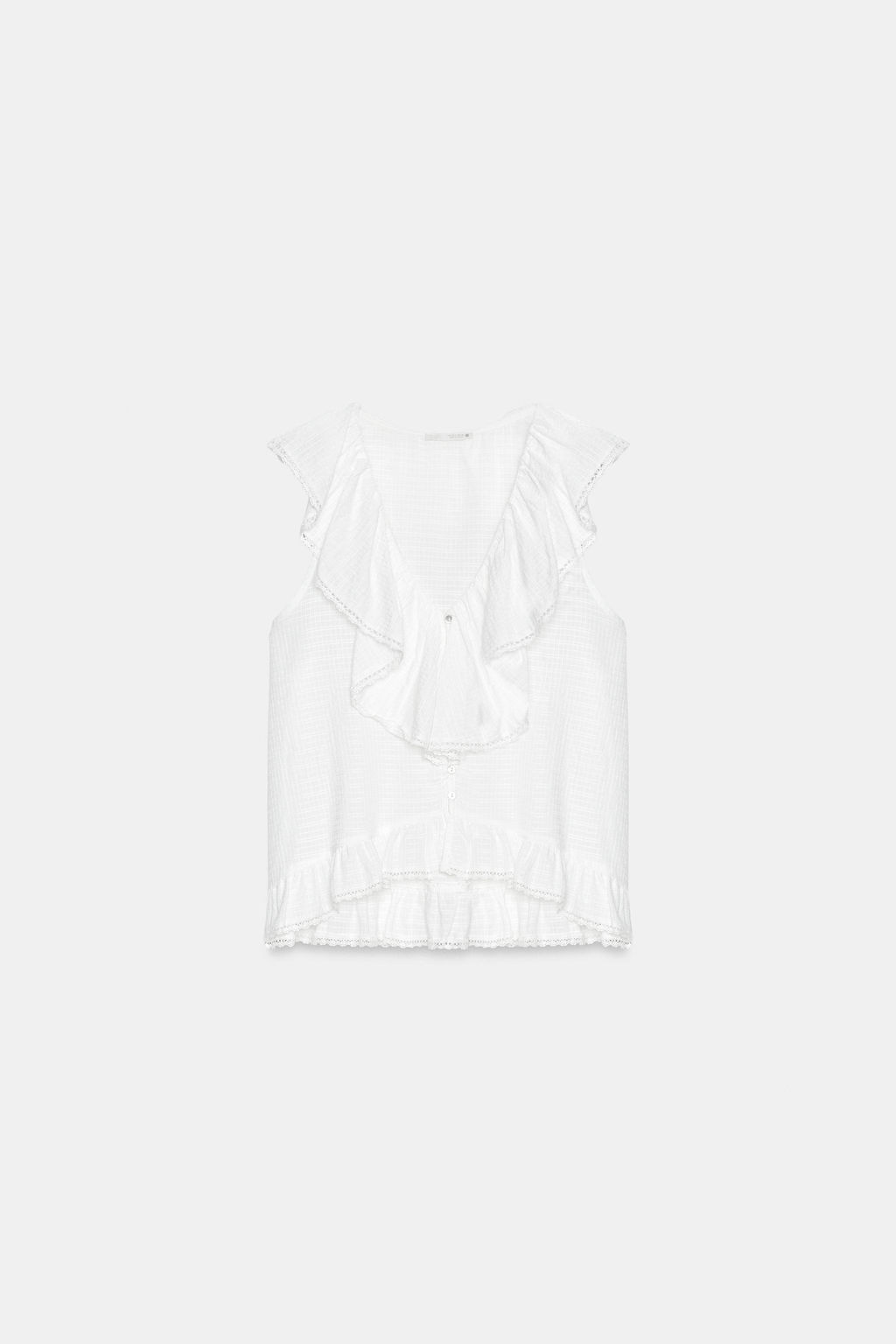 BLUSA VOLANTES PUNTILLA / Blanco - Zara фото 7