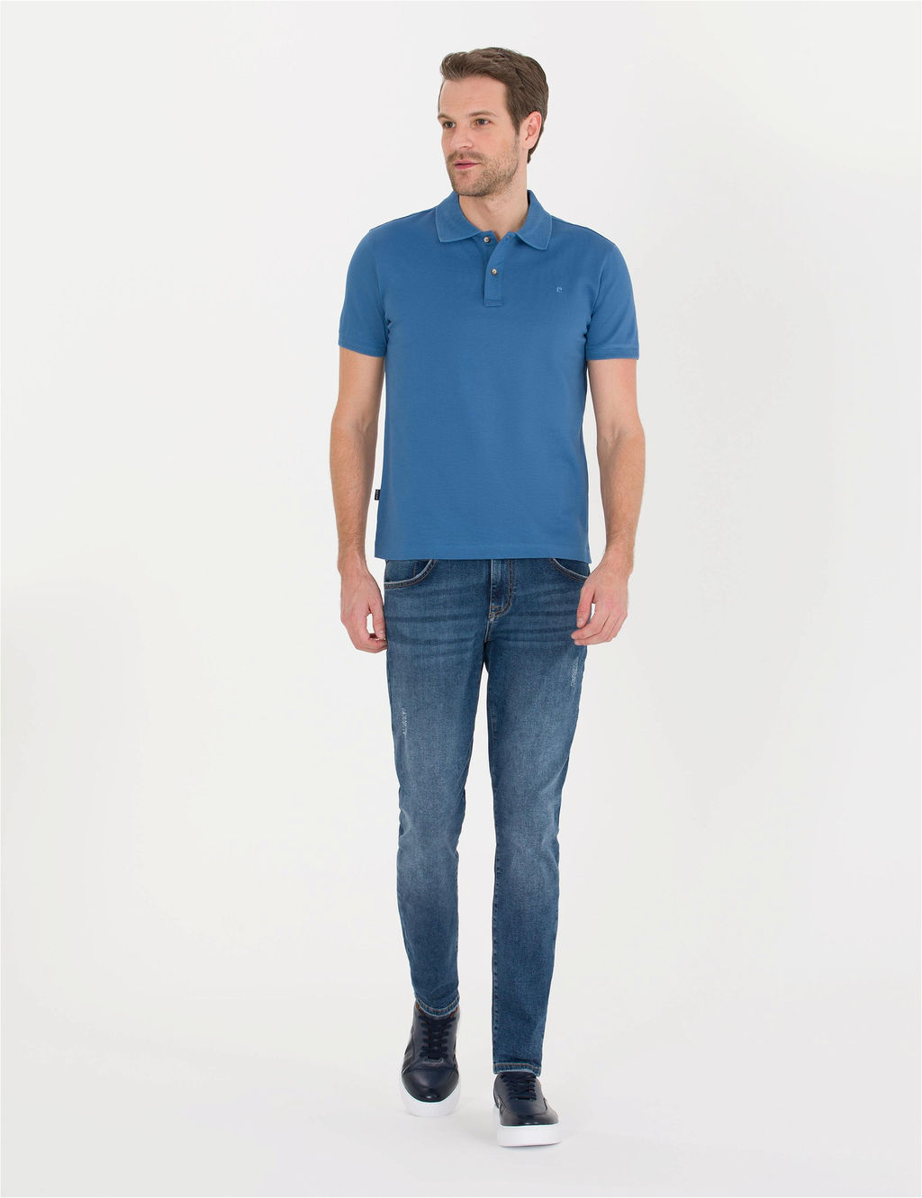 Koyu Mavi Slim Fit Polo Yaka Merserize Ti__rt - Pierre cardin фото 4