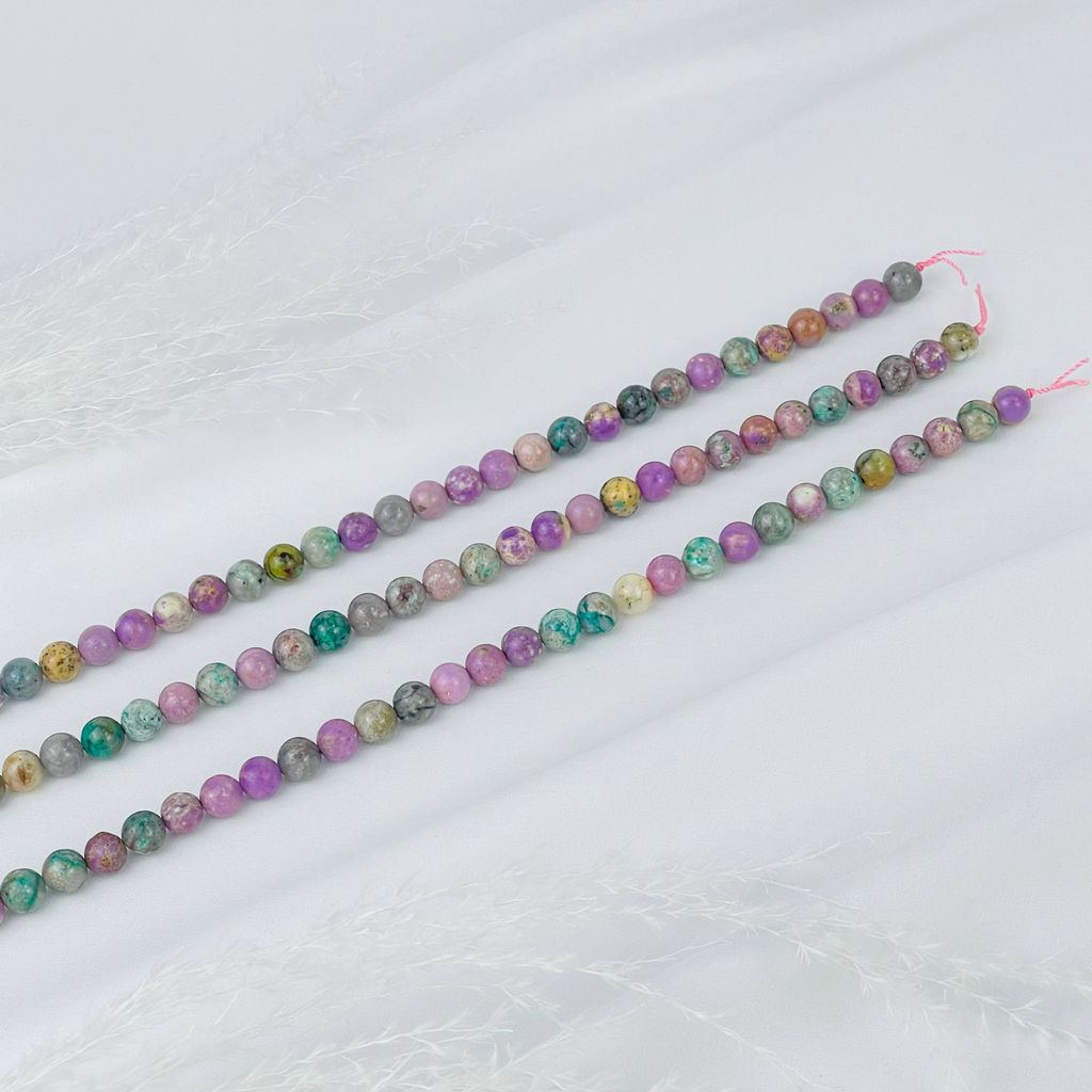 Бусины для украшений из Фосфосидерита и Варисцита (46 бусин) 39 см