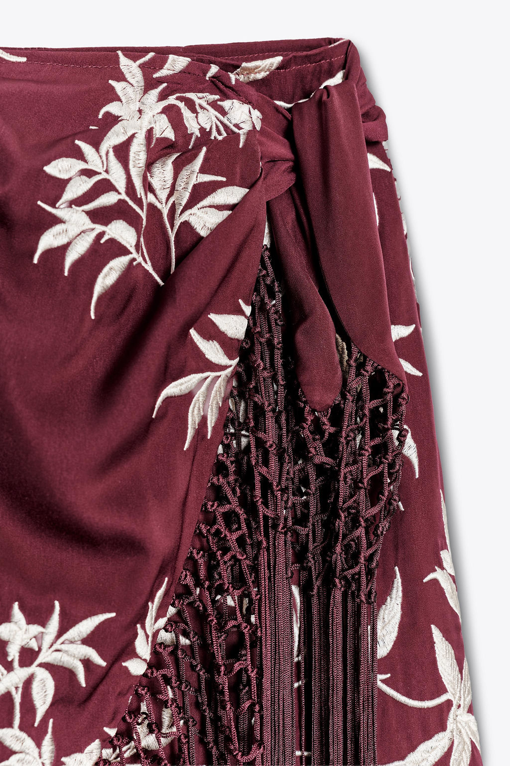EMBROIDERED FRINGED WRAP SKIRT - Zara фото 8