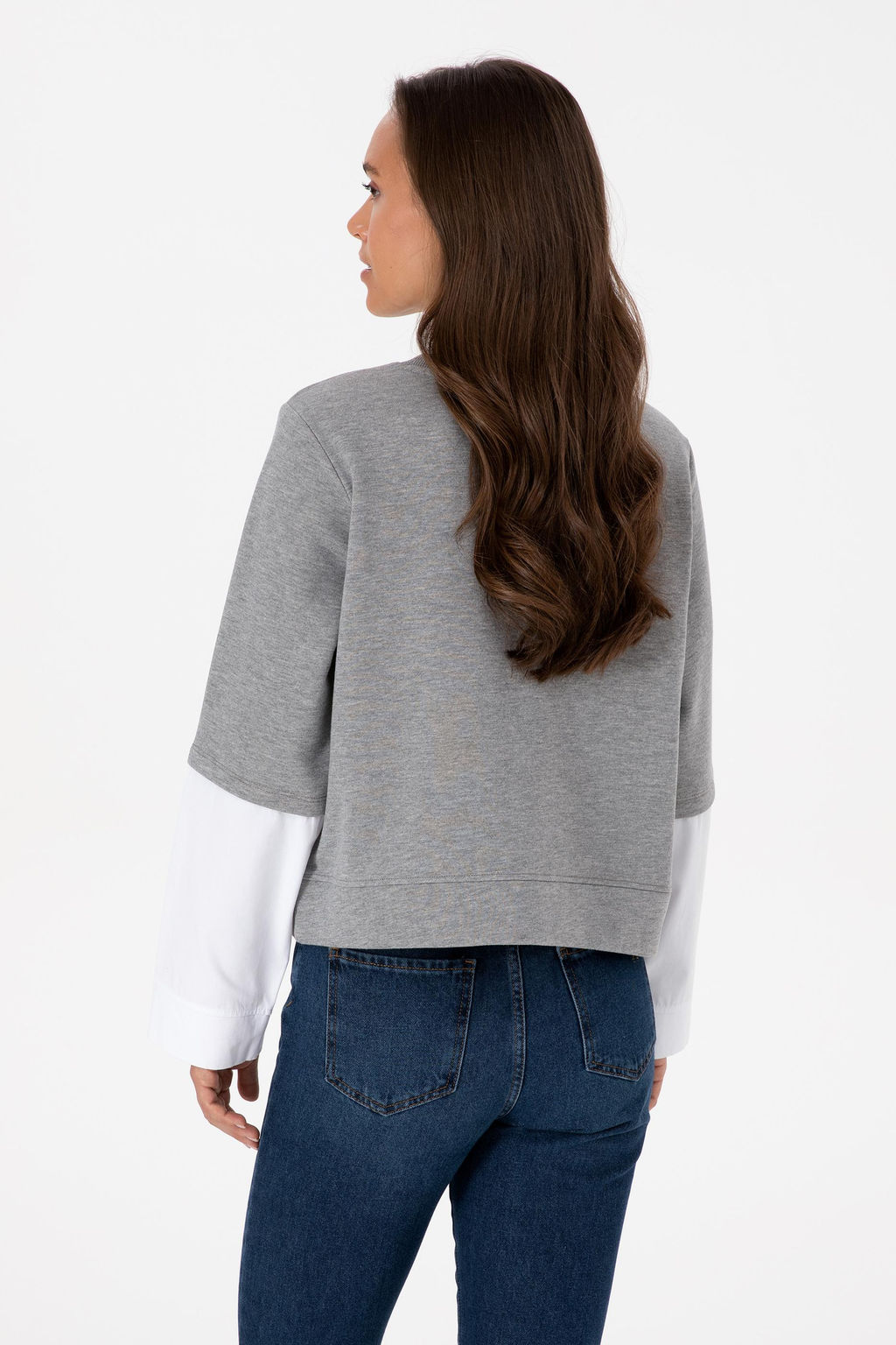 Kad_n Gri Melanj Sweatshirt Sepette S_rpriz _ndirim - U.s. polo assn фото 5