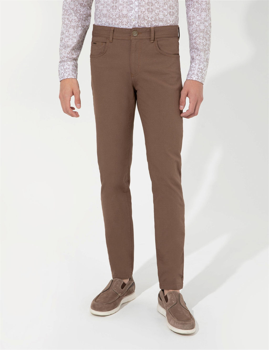 A__k Kahverengi Slim Fit Kanvas Pantolon - Pierre cardin фото 2