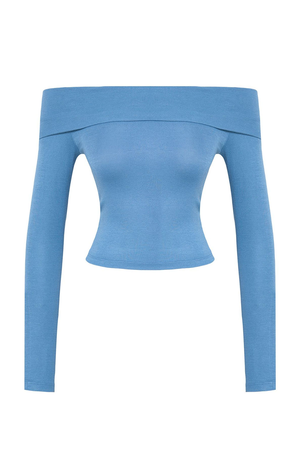Indigo Carmen Yaka Crop/K?sa Esnek Orme Bluz TWOAW25BZ00008