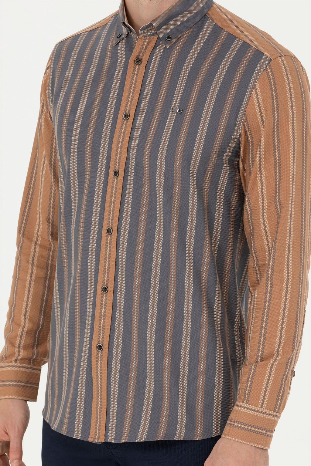 Мужская рубашка антрацитового цвета с длинным рукавом - U.s. polo assn фото 6