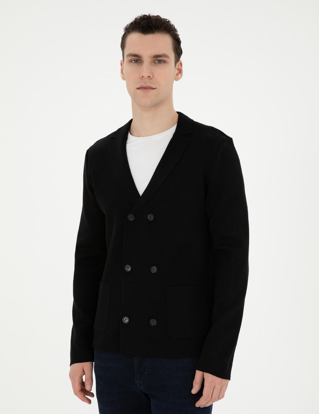 Кардиган Slim Fit черный из акрила
