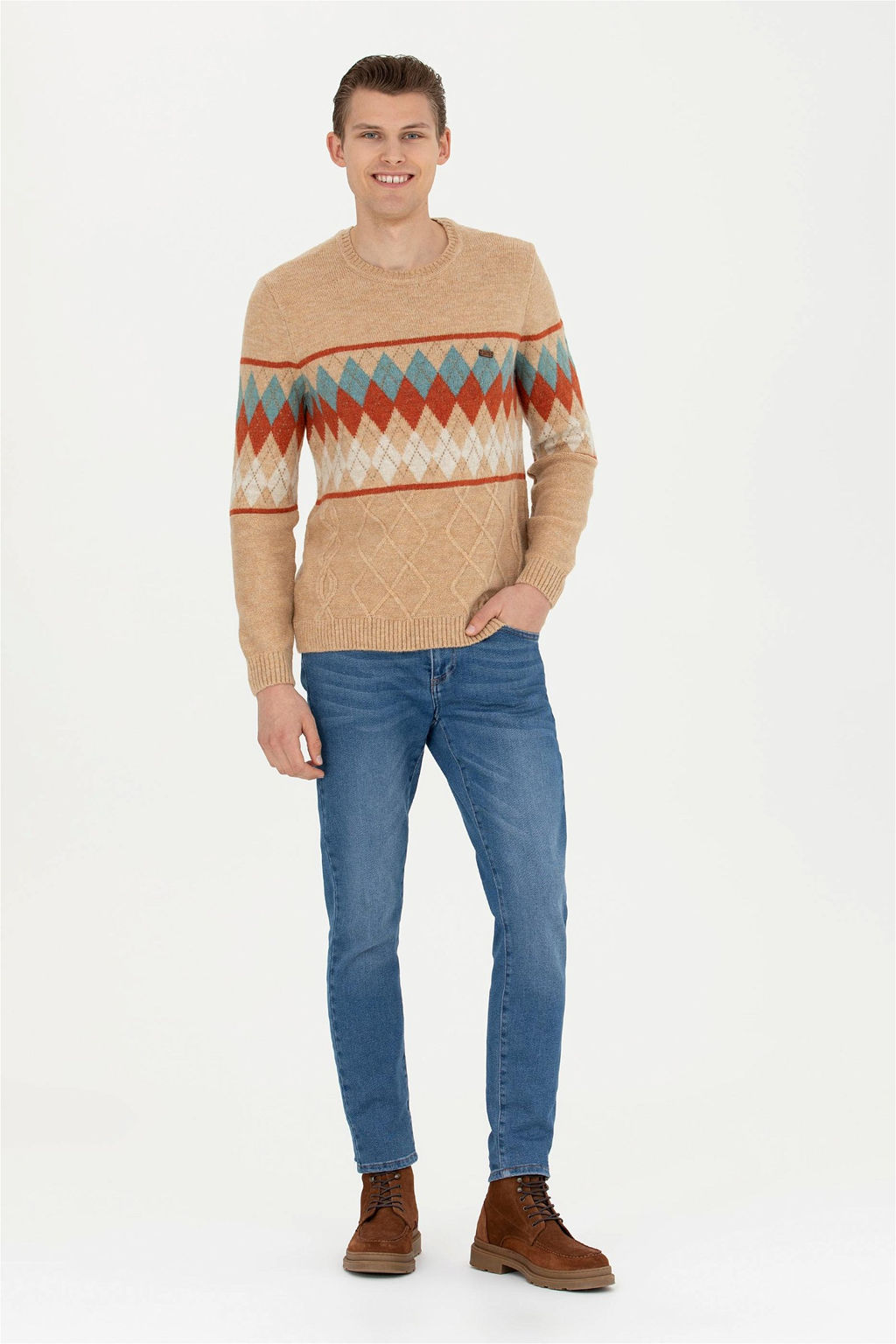 Мужской свитер песочного меланжа - U.s. polo assn фото 11