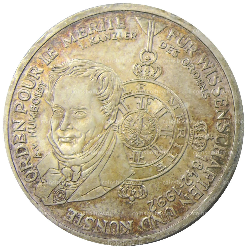 10 марок 1992 года D Германия  150 лет ордену Pour-le-Merite за заслуги в науке и искусстве