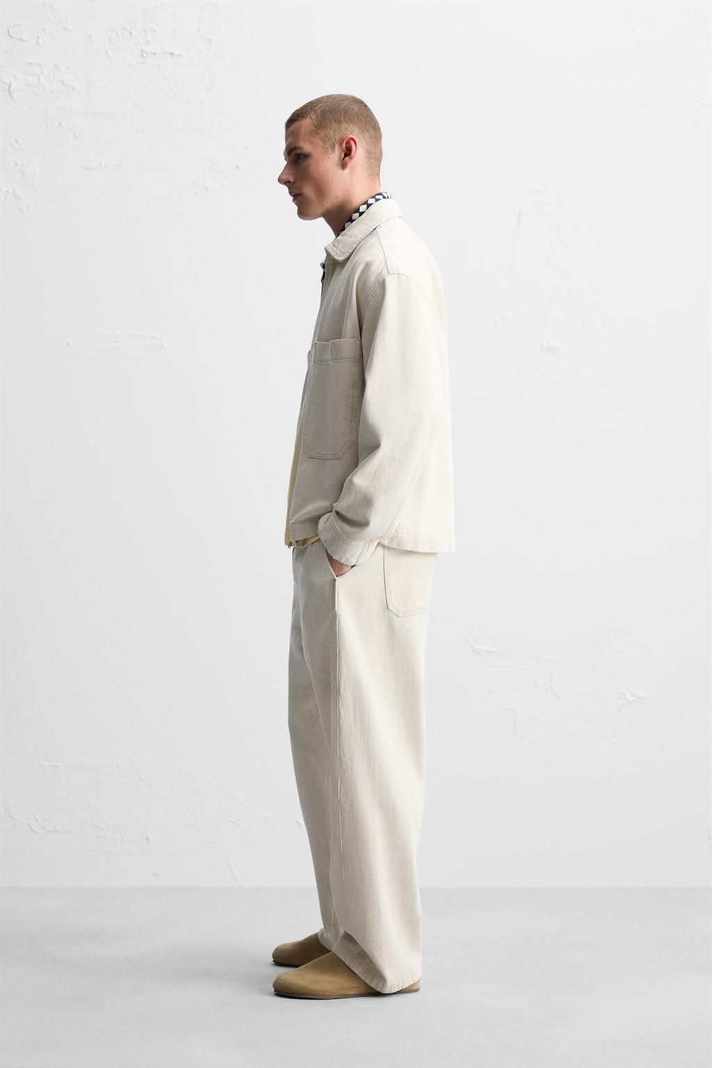 RELAXED FIT COTTON AND HEMP JEANS - Zara фото 4