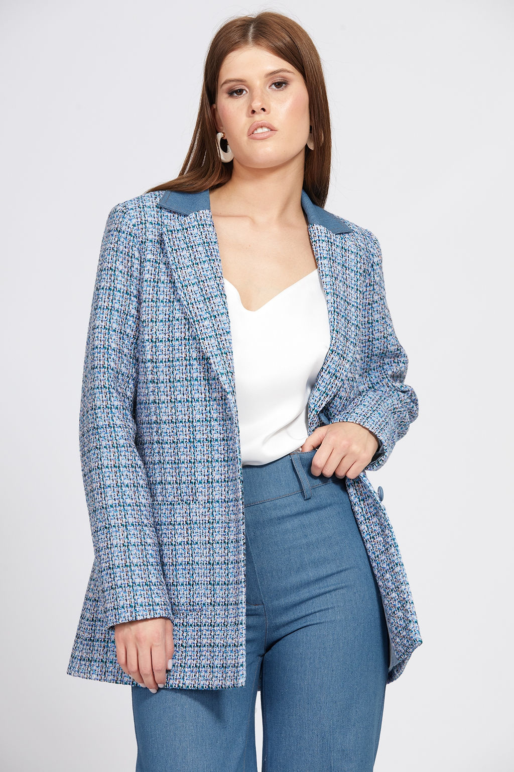 Жакет  твид голубой меланж - Eola фото 4