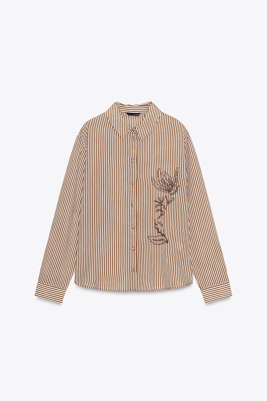 STRIPED EMBROIDERED BEADED SHIRT - Zara фото 6
