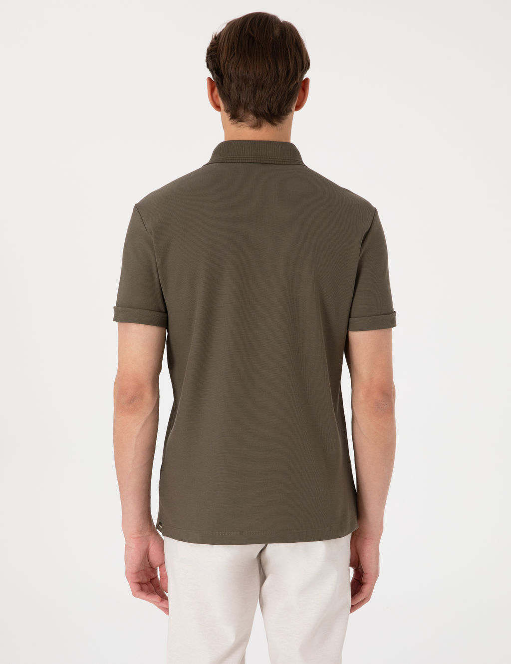 Haki Slim Fit %100 Pamuk K_vr_lmaz Amerikan Pike Polo Yaka Basic Ti__rt
