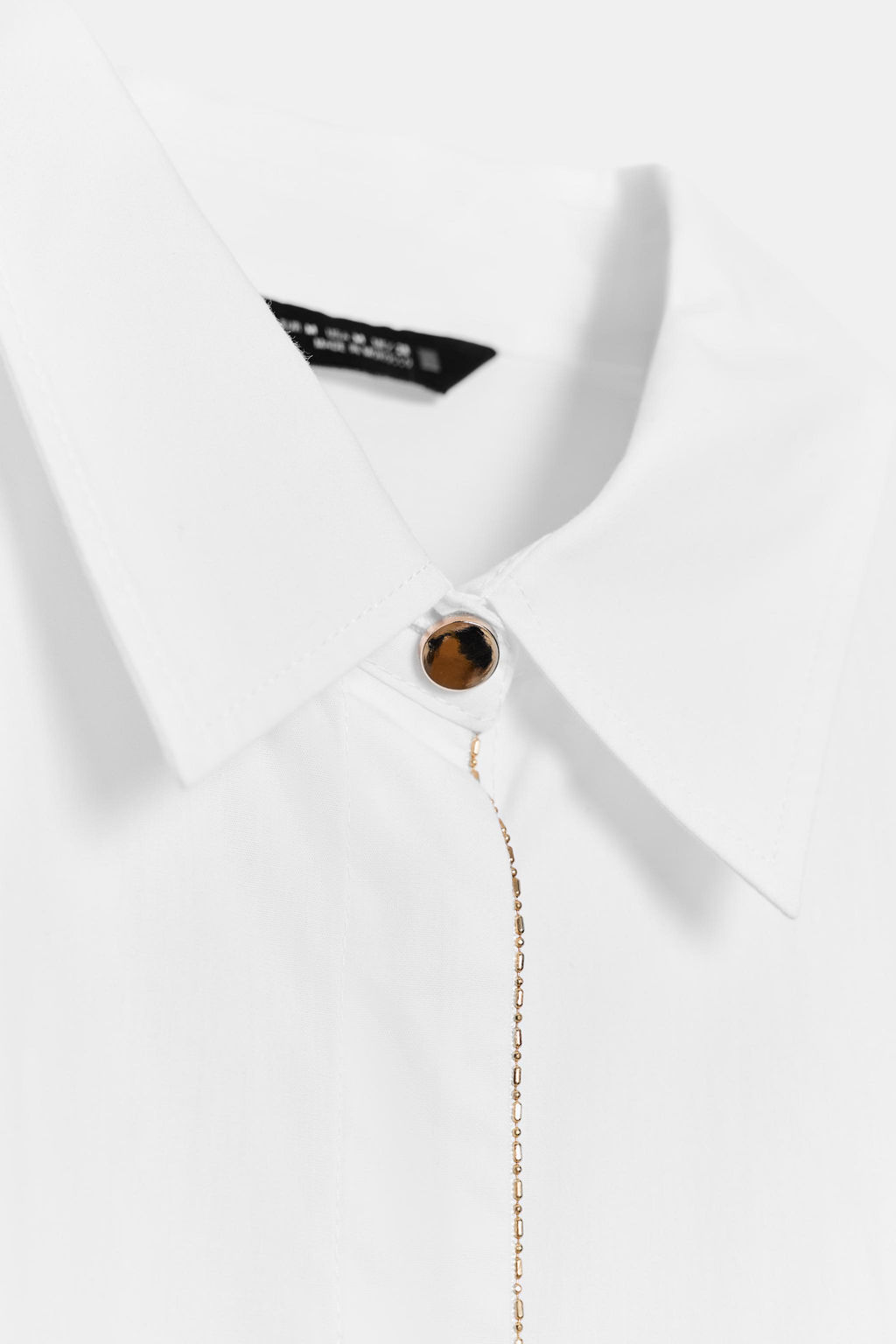 POPLIN SHIRT WITH BEADED PLACKET