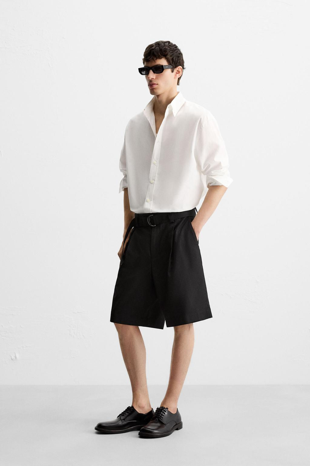 BELTED WIDE-LEG BERMUDA SHORTS - Zara фото 4