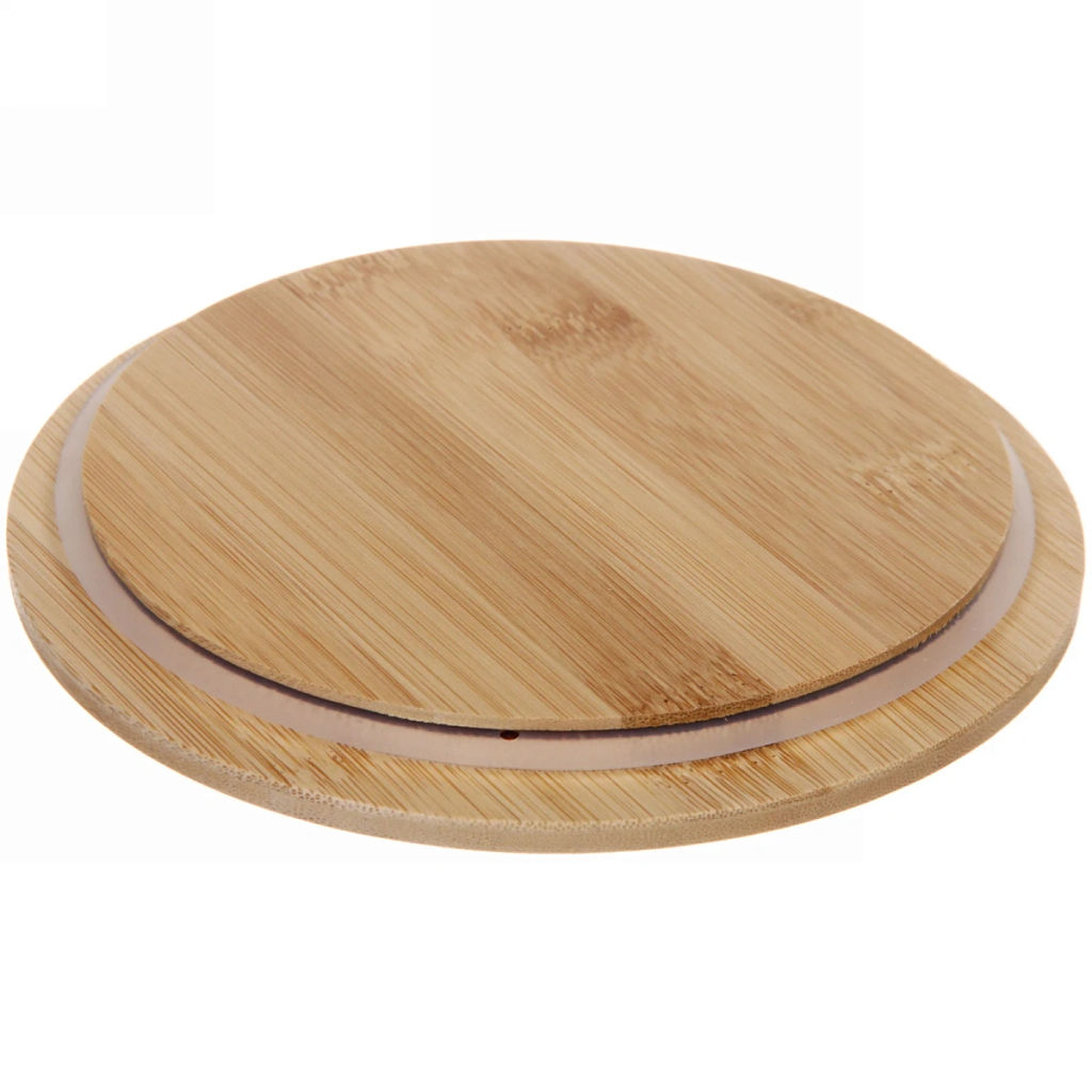 Контейнер стеклянный 900мл "Хай-Тек" круглый с бамбуковой крышкой