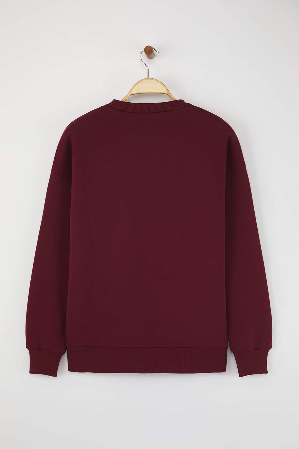 Bordo Slogan Nak?sl? Oversize/Genis Kal?p Orme Sweatshirt TWOAW26SW00048 - Trendyolmilla фото 6