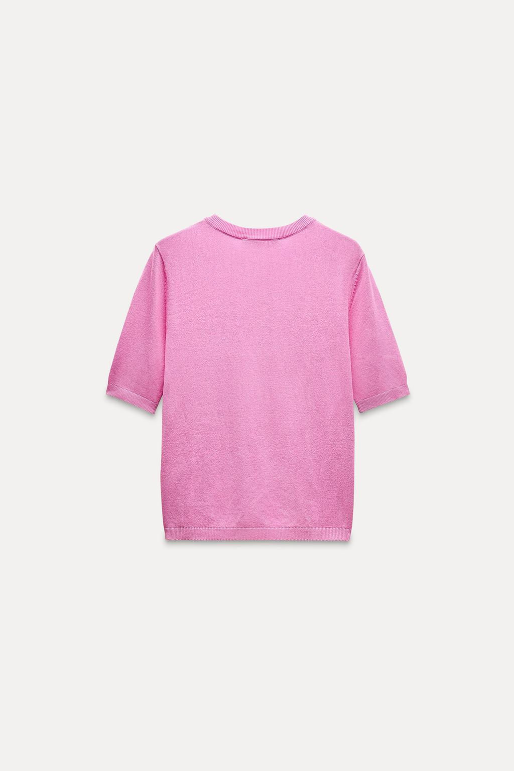 BASIC PLAIN KNIT SHORT SLEEVE TOP - Zara фото 2