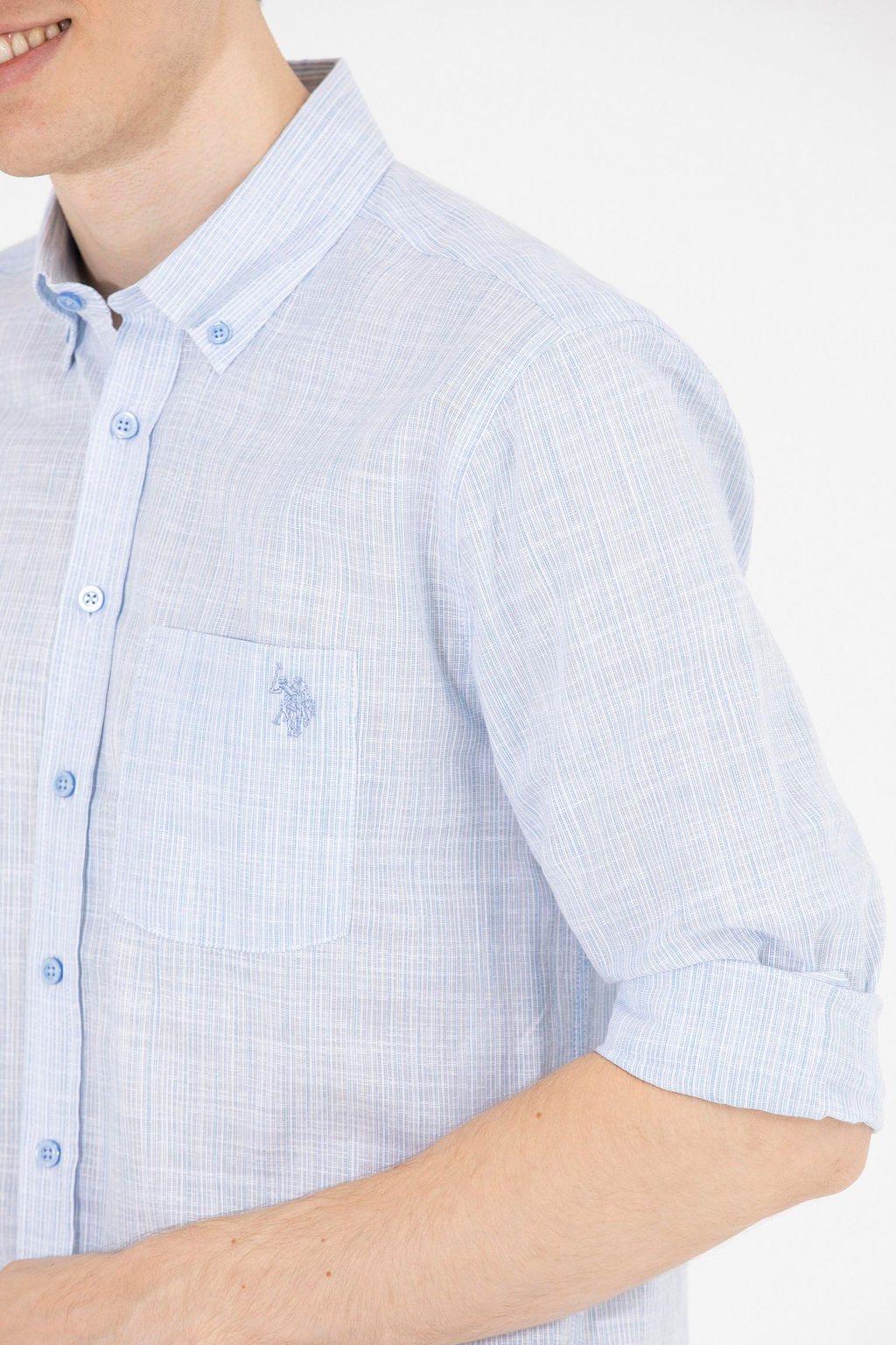 Мужская синяя рубашка с длинным рукавом - U.s. polo assn фото 7