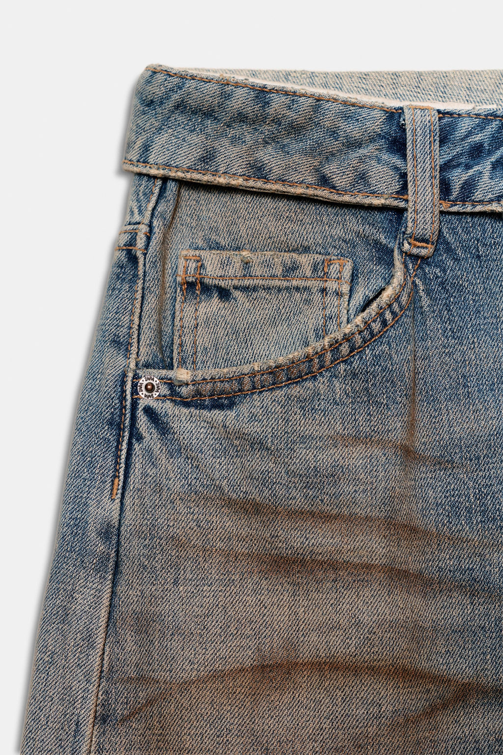 JEANS CINTURA DOBLADA TRF TIRO MEDIO / Azul / Gris - Zara фото 9