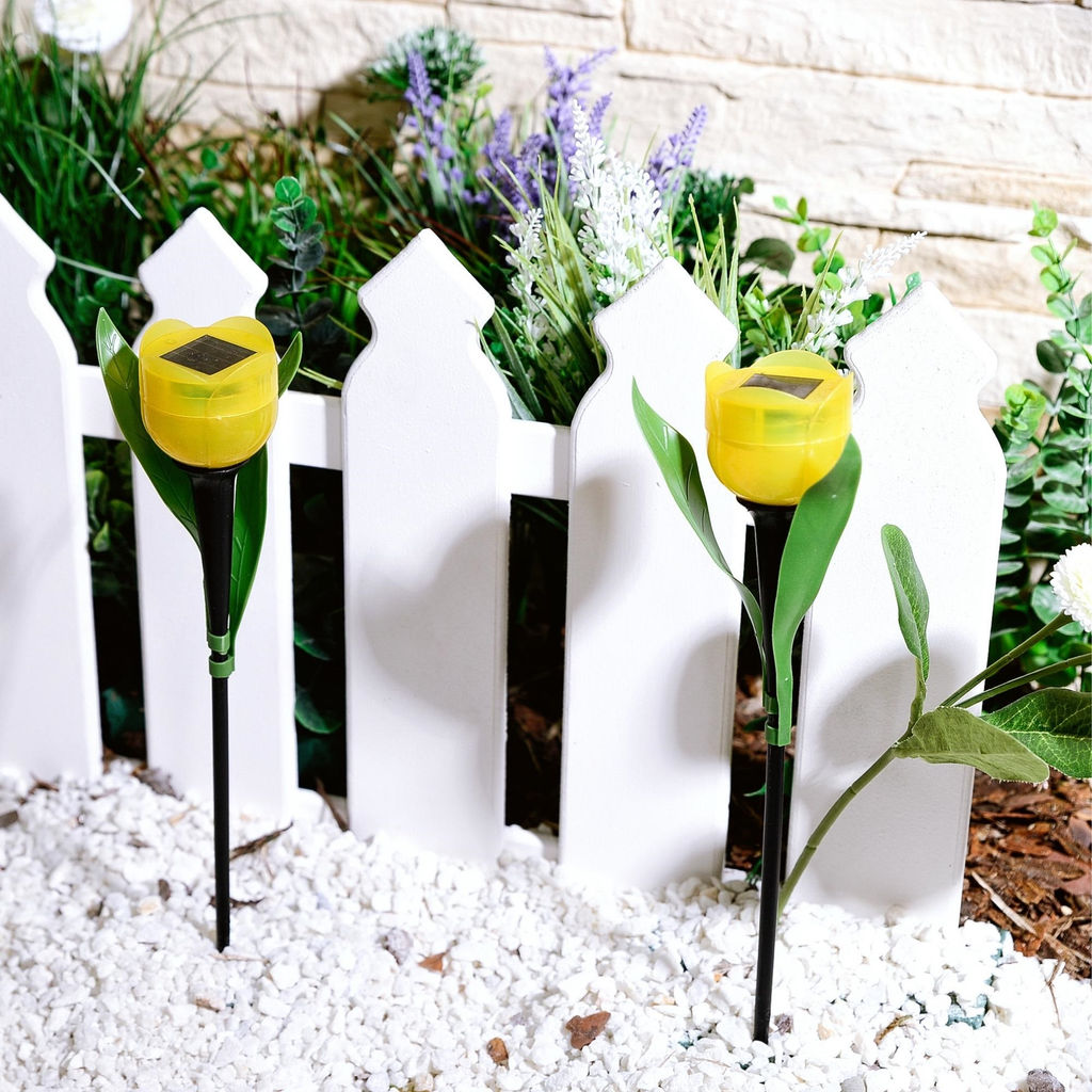USL-C-452/PT305 YELLOW TULIP Садовый светильник на солнечной батарее Желтый тюльпан. Белый свет. 1*LR аккумулятор в/к. IP44. TM Uniel. - Volpe фото 5