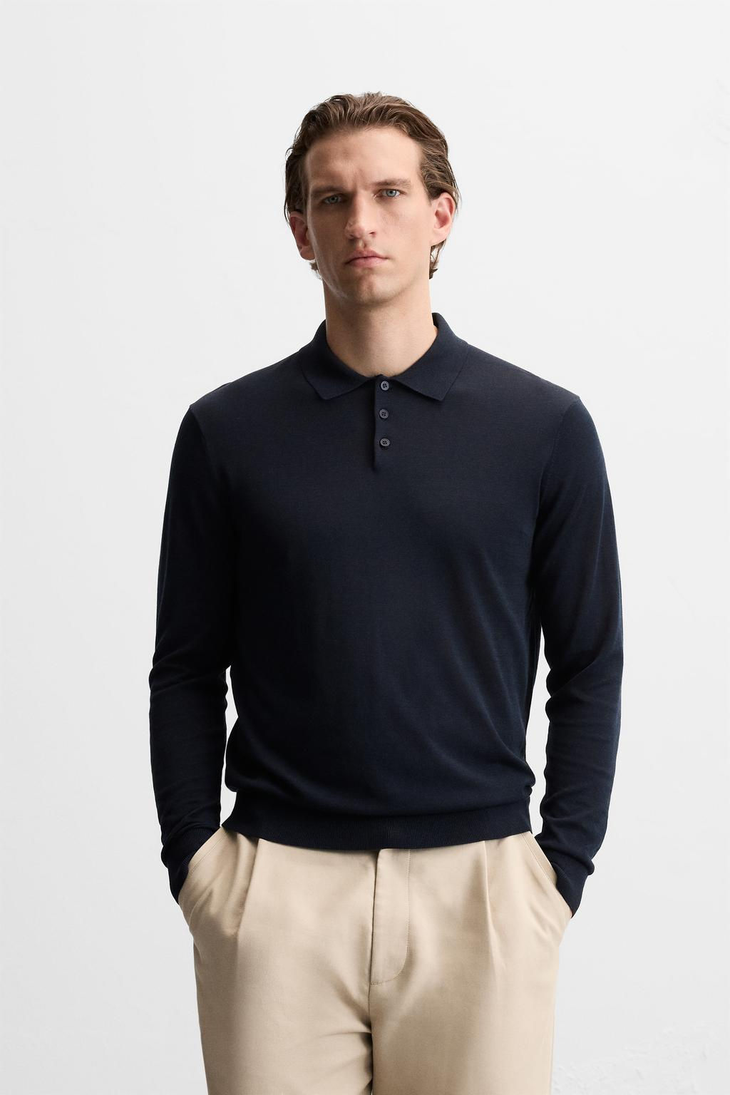 KNIT COTTON - SILK POLO SHIRT - Zara фото 2
