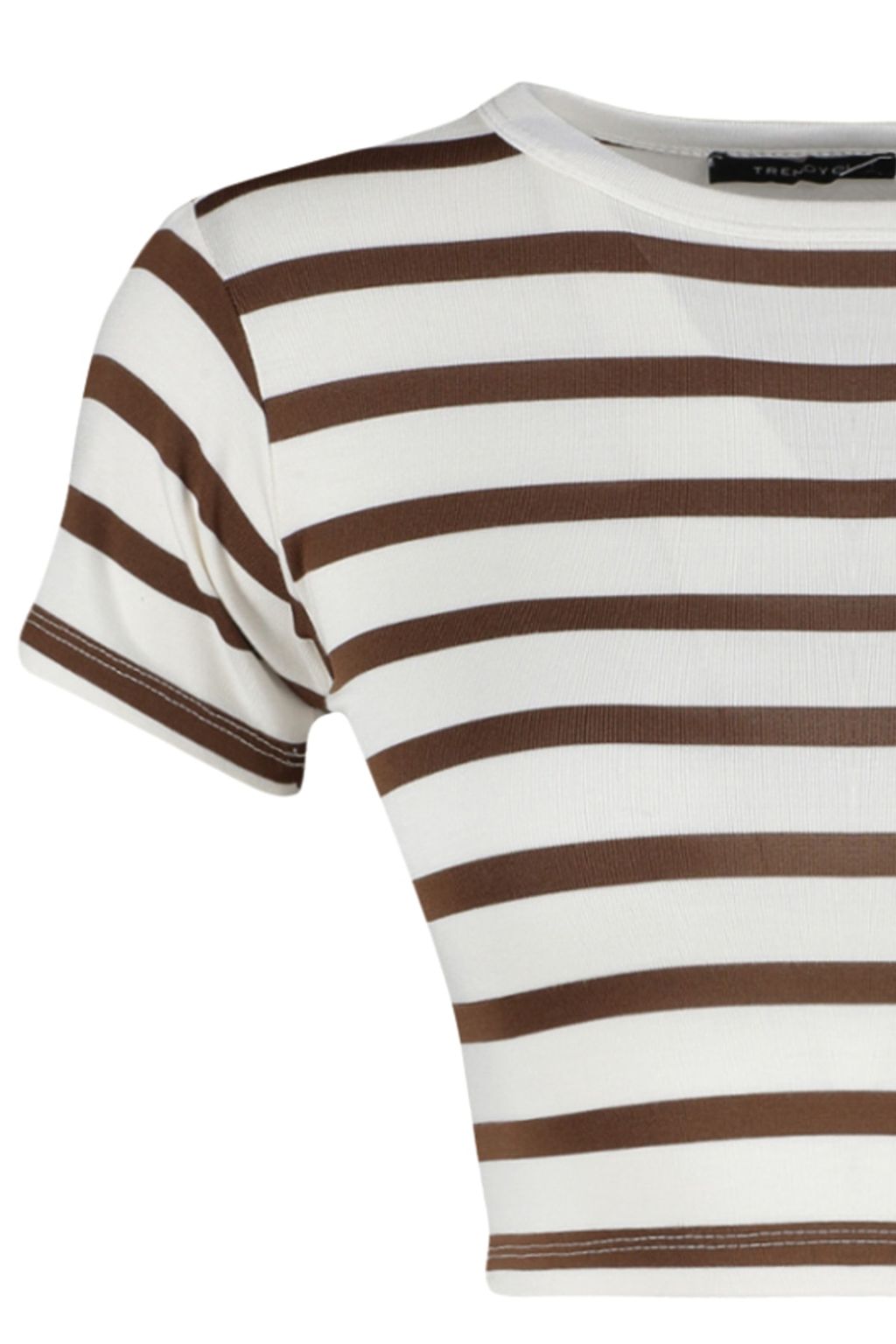 Trendyolmilla Premium Tas Ekru Cizgili Viskoz/Yumusak Kumas Crop Bisiklet Yaka Esnek Orme Bluz TWOSS23BZ00198 фото 25