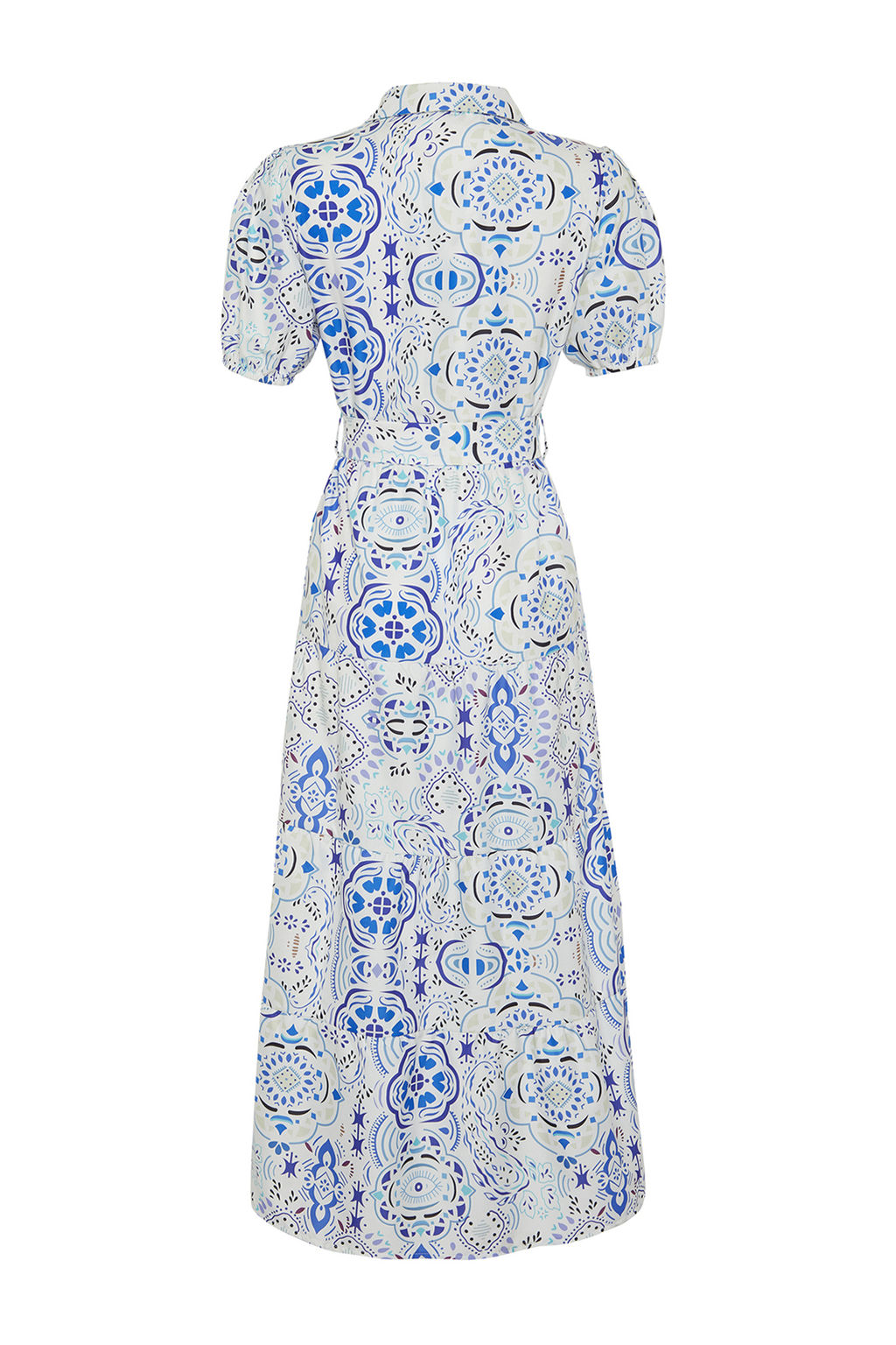 Mavi Genis Kesim Gomlek Yaka Maxi Dokuma Elbise TWOSS24EL00861