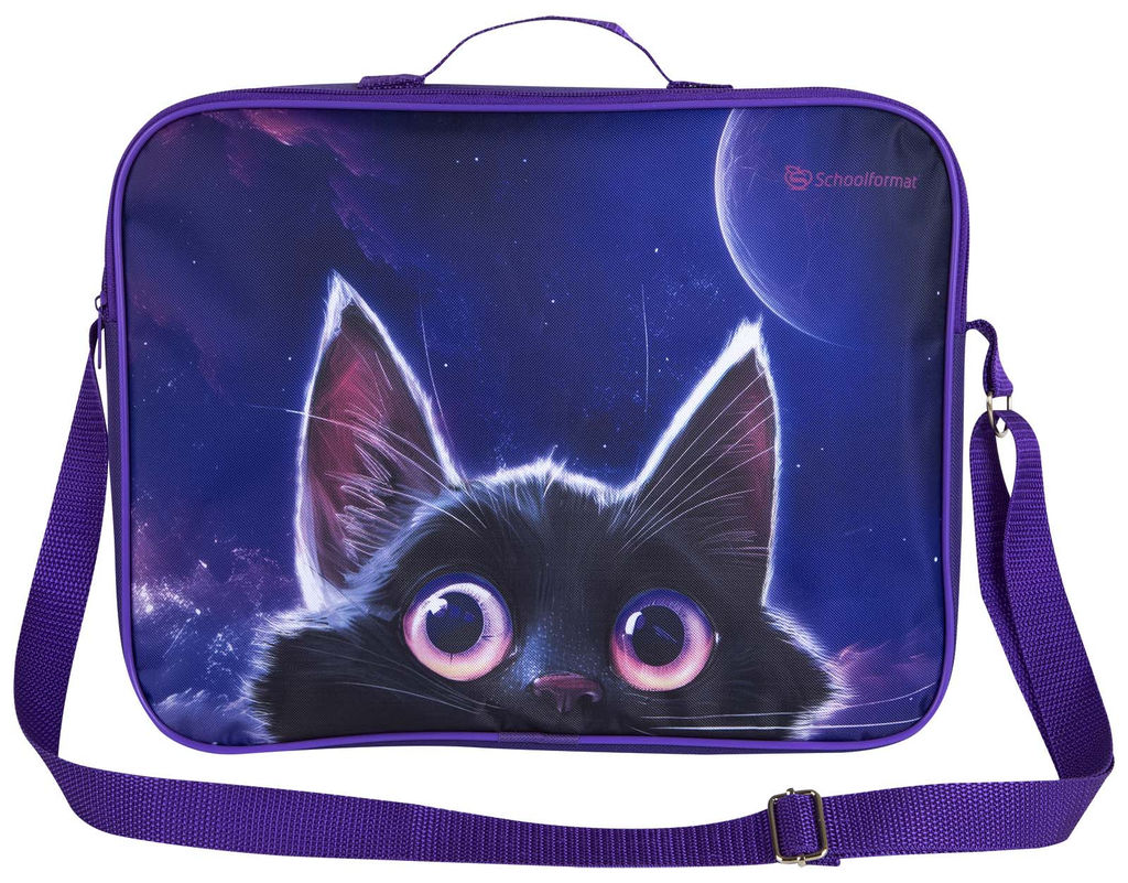 Папка для труда с 2 ручками А4 широкая Schoolformat ИГРИВЫЙ КОСМОКОТИК фиолетовая, полиэст...