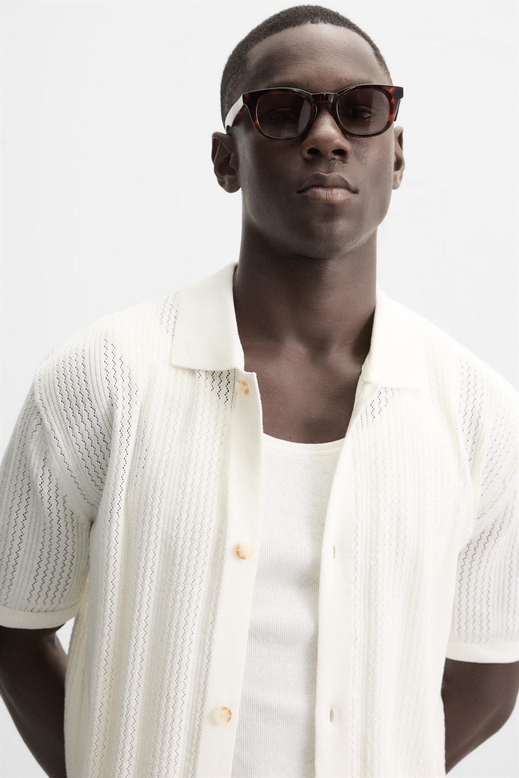 OPENWORK KNIT SHIRT