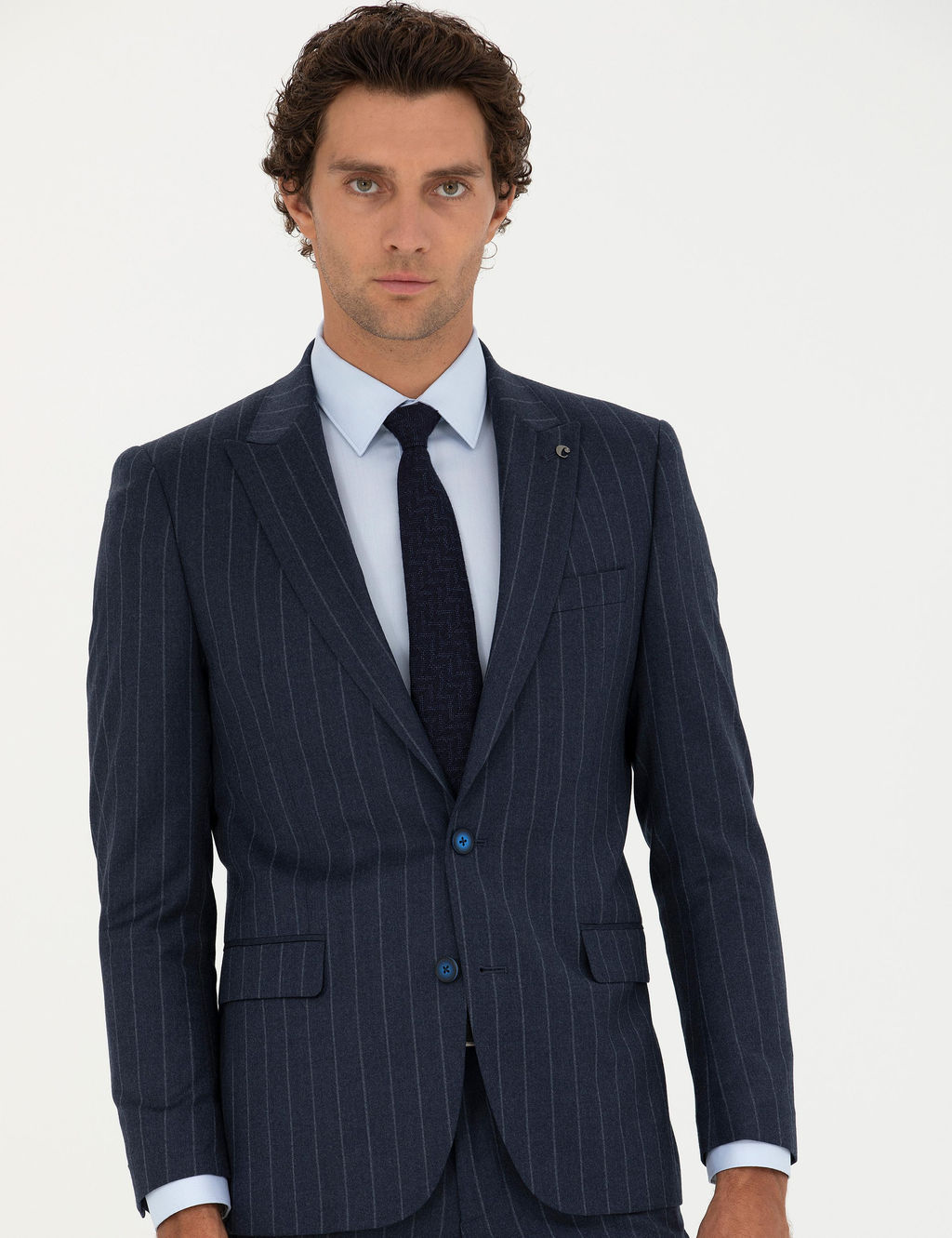 Темно-синий приталенный костюм - Cacharel фото 4