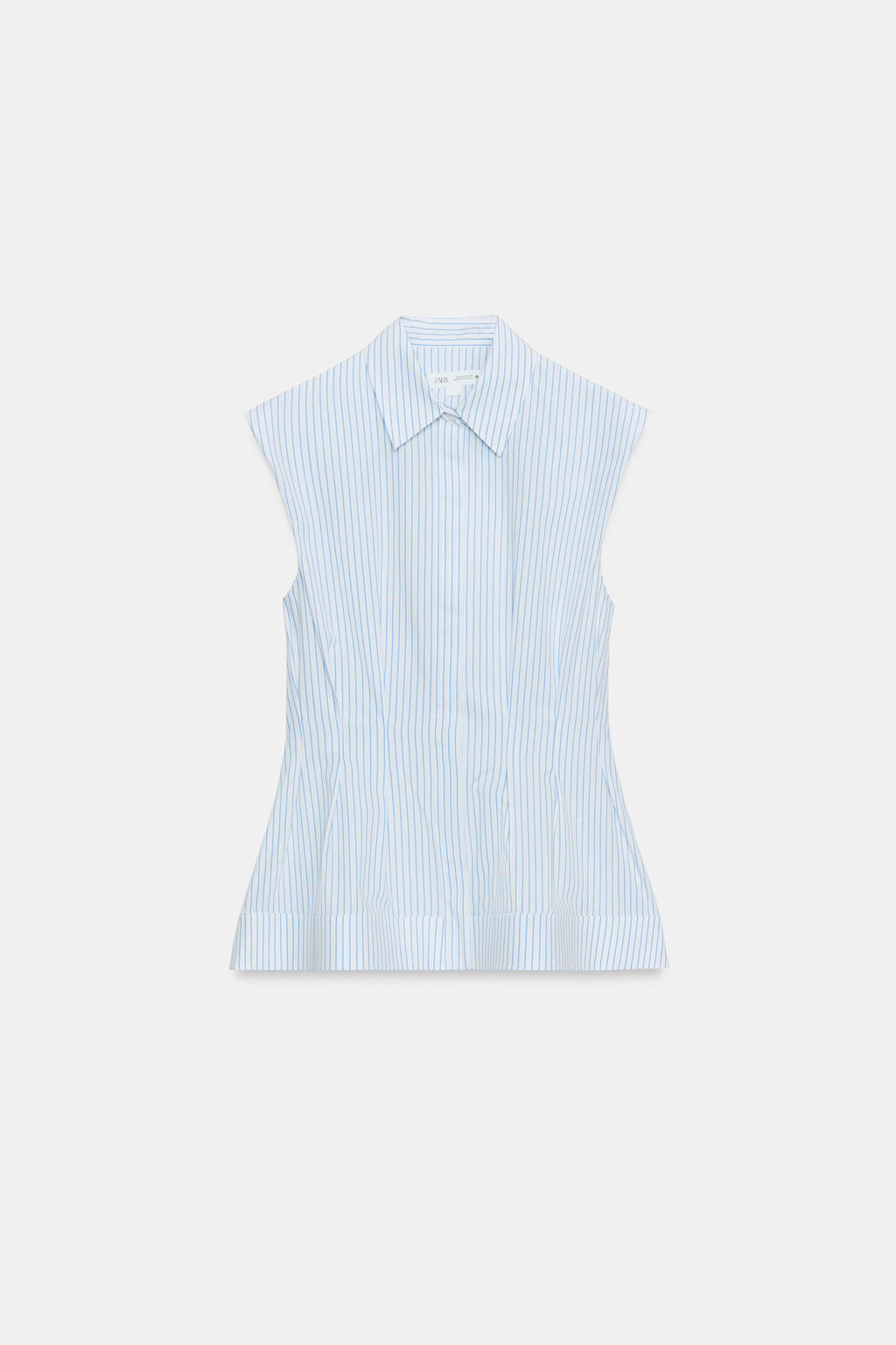 CAMISA PLIEGUES MANGA SISA ZW COLLECTION / Azul / Blanco