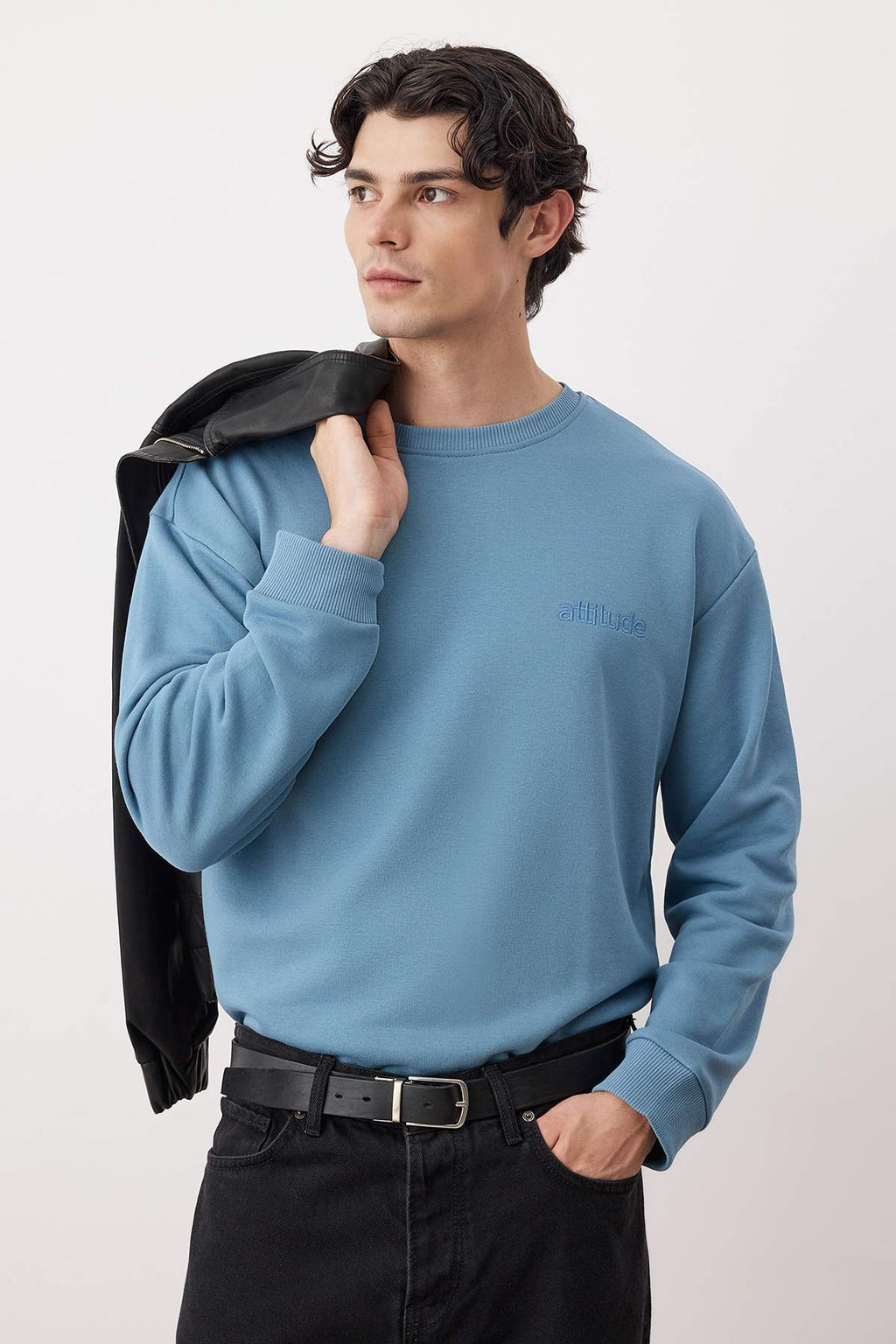 Indigo Premium Oversize/Genis Kesim Yaz? Nak?sl? Sardonsuz Sweatshirt TMNAW24SW00039
