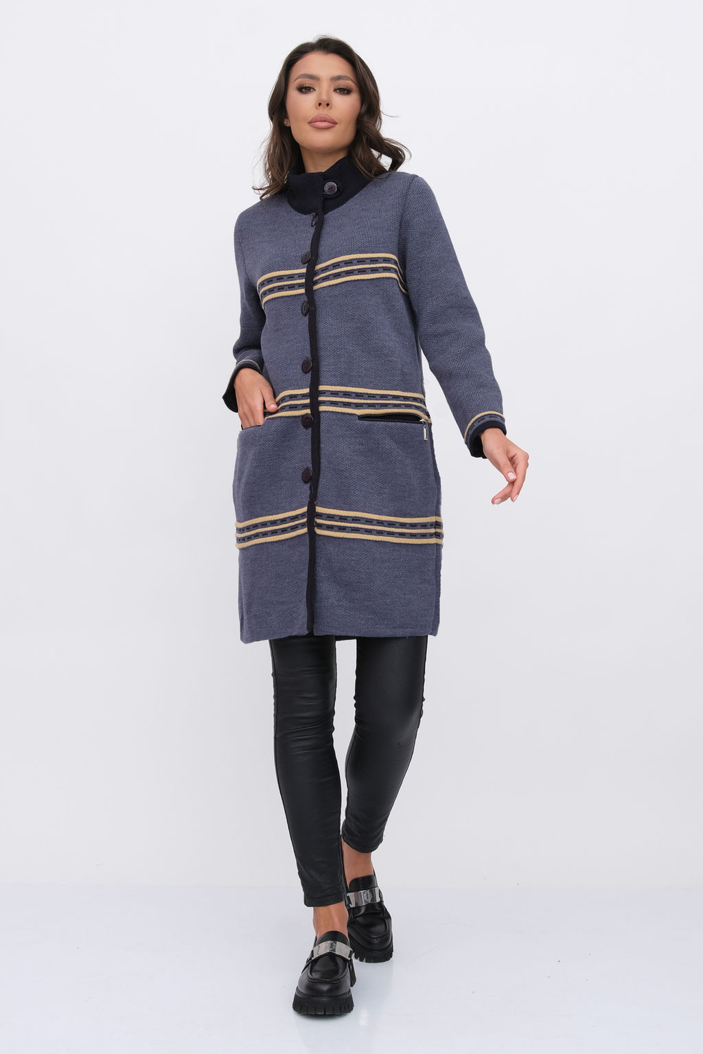 ЗЛАТА Кардиган В 1617/джинсовый микс