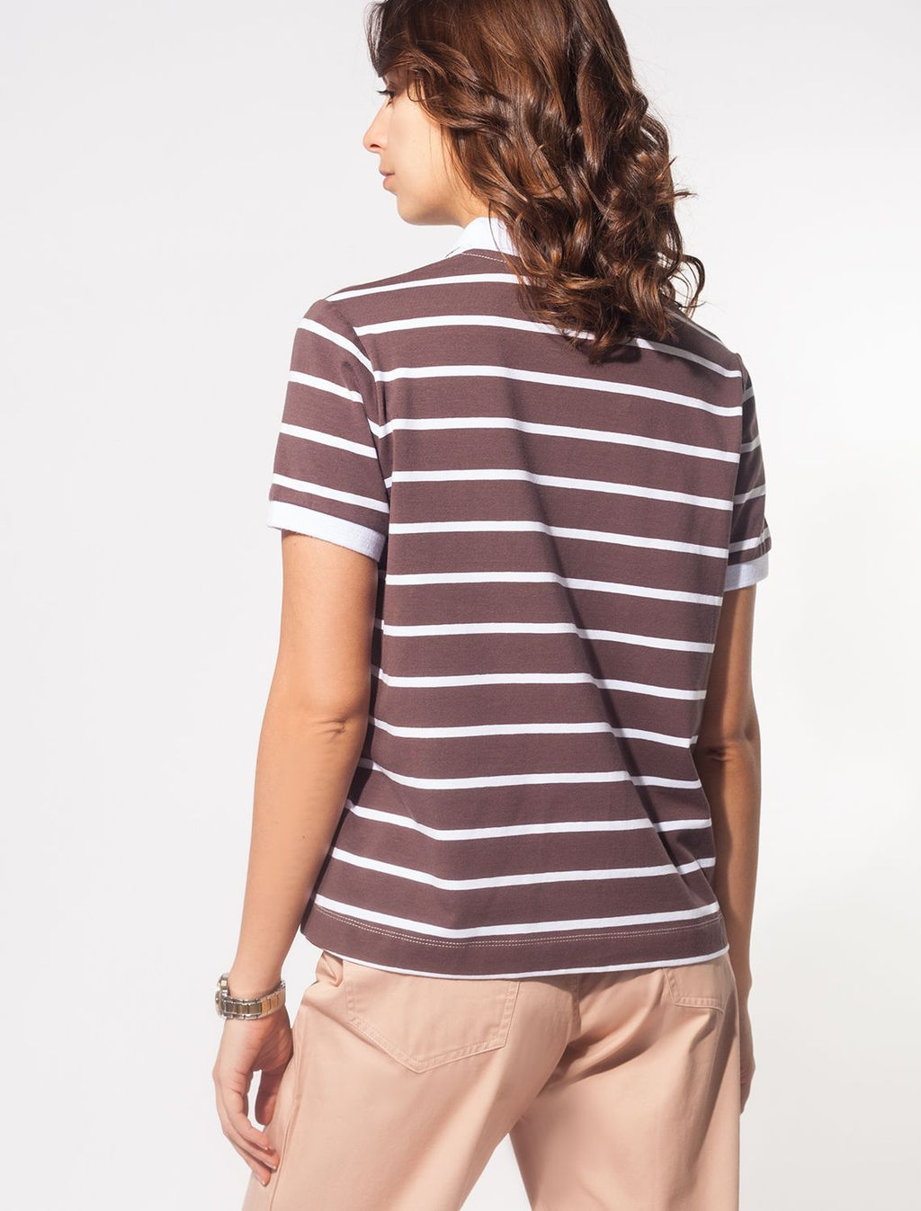 Футболка-поло из кулирной глади с эластаном - Vilatte фото 3