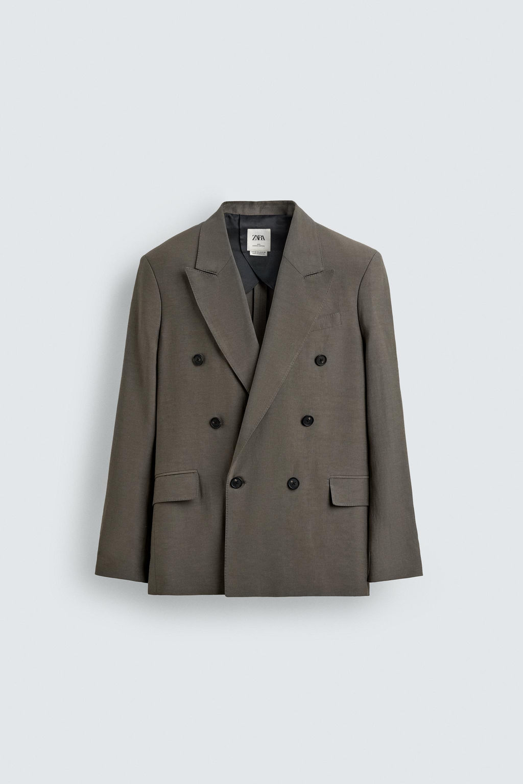BLAZER CRUZADA TRAJE VISCOSA - LINO / Marr?n / Topo - Zara фото 7