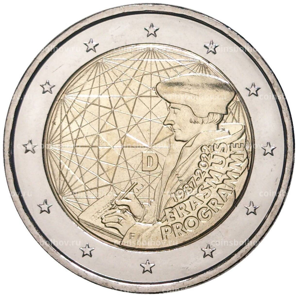 Монета 2 евро 2022 года F Германия 35 лет программе Эразмус