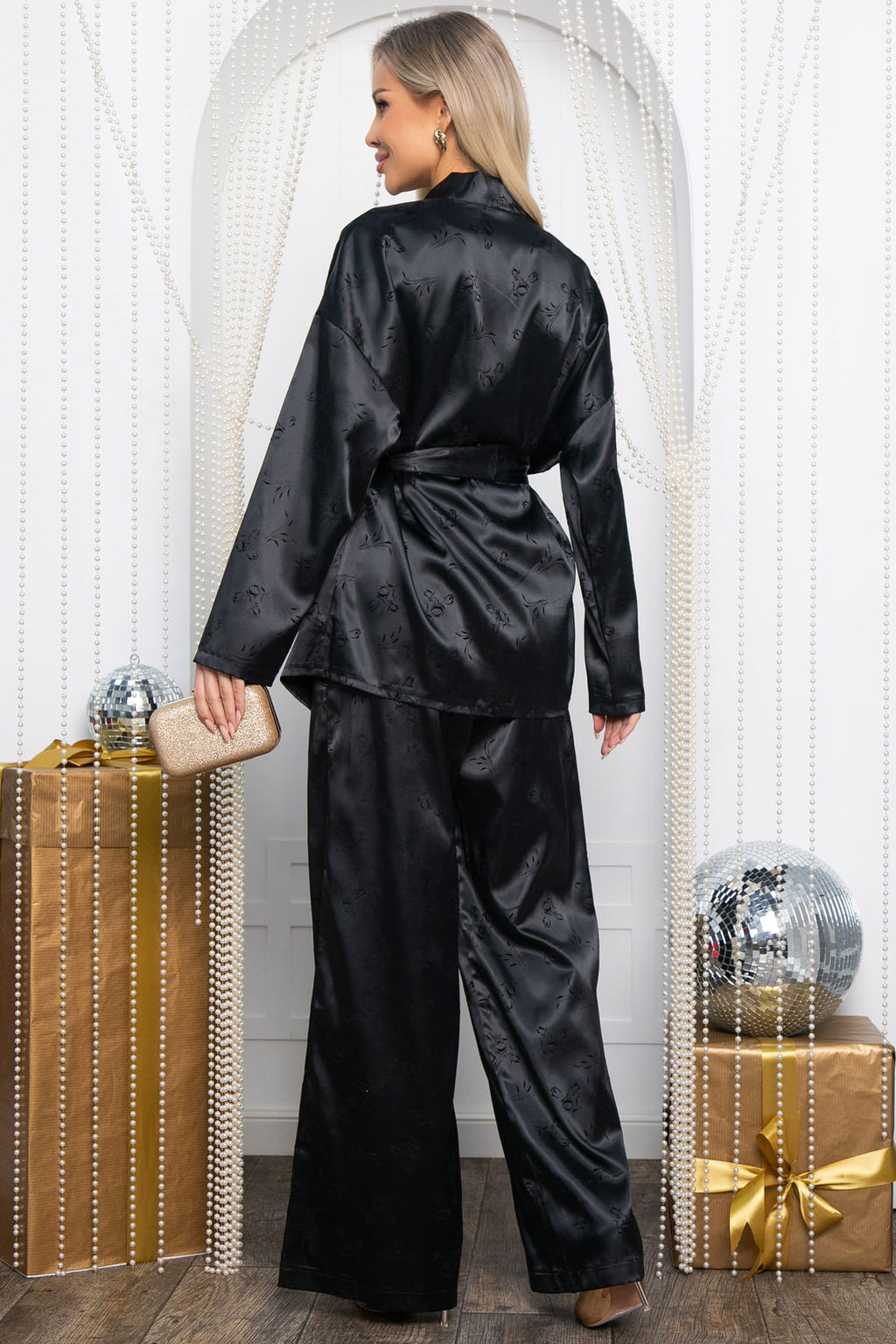Костюм атласный Сайонара (черный) К14363-14М