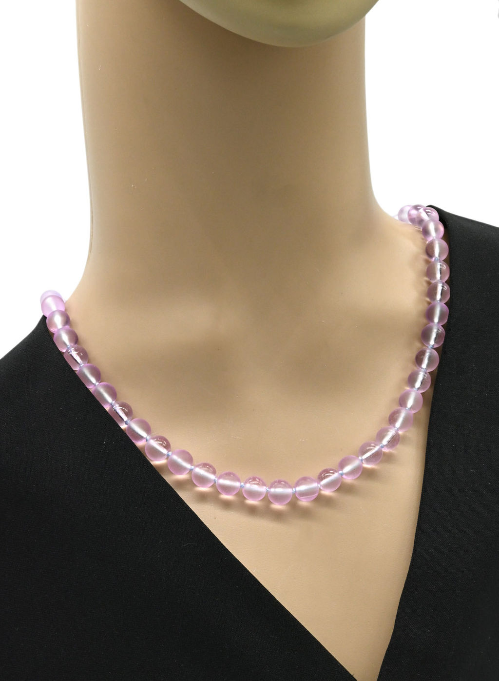 Бусы из хрусталя шарик матово-прозрачный 8мм, цв.лавандовый, 50см