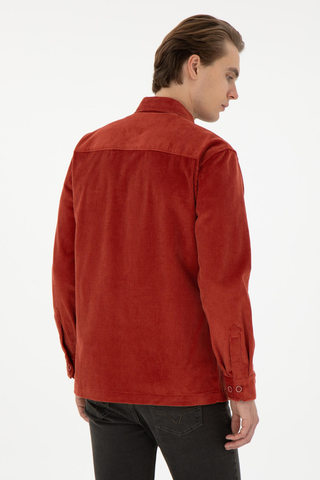 Мужская рубашка с длинным рукавом кирпичного цвета Неожиданная скидка в корзине - U.s. polo assn фото 5