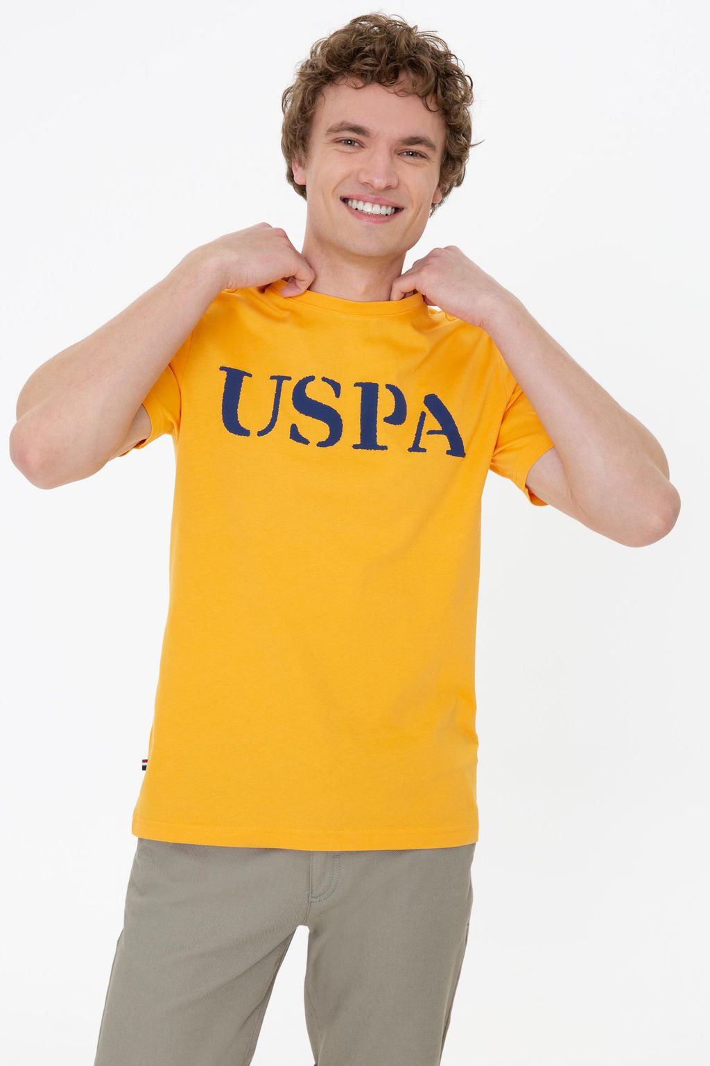 Мужская желтая футболка с круглым вырезом Basic - U.s. polo assn фото 3