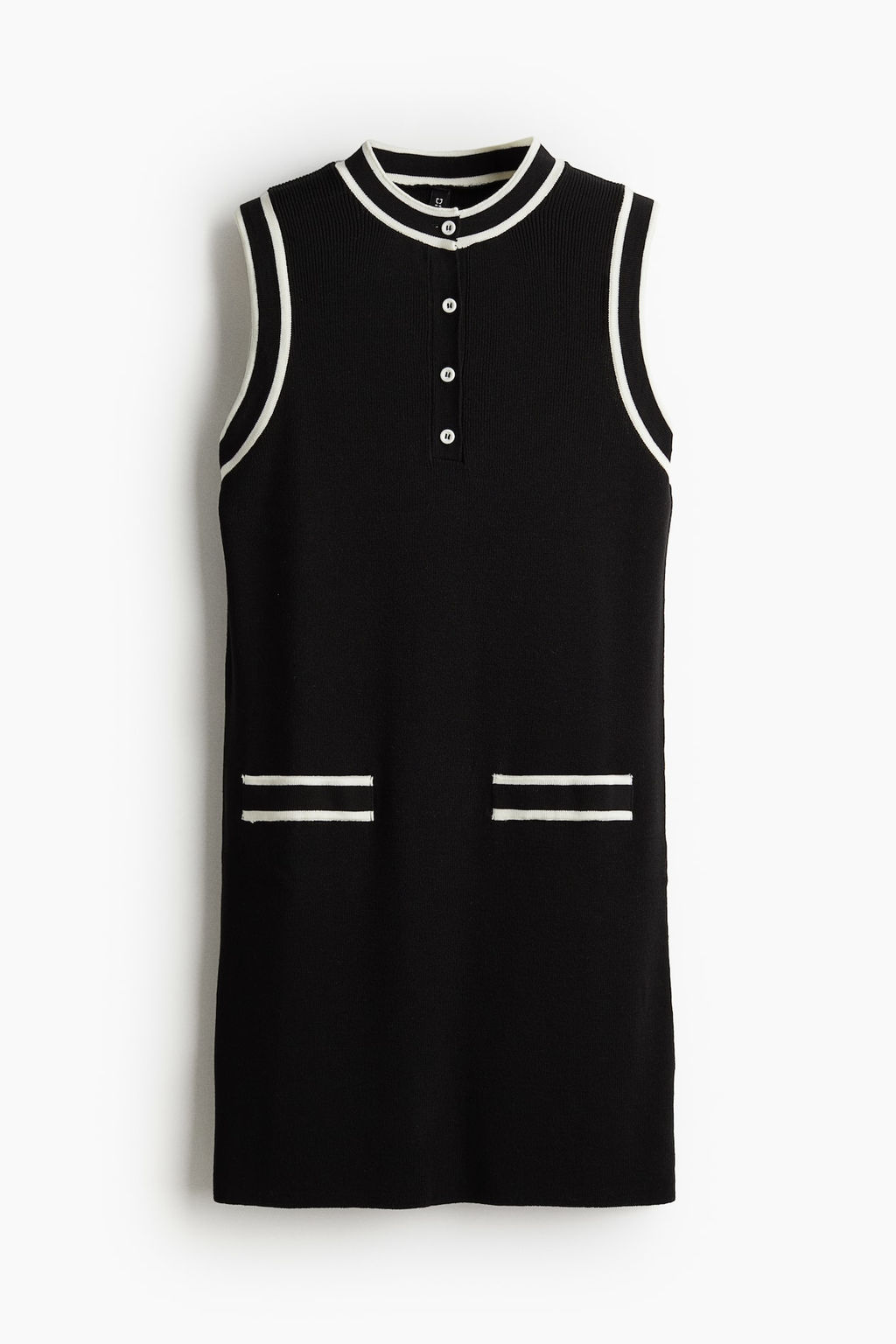 Vestido en punto de canale con tapeta de botones - H&m фото 4