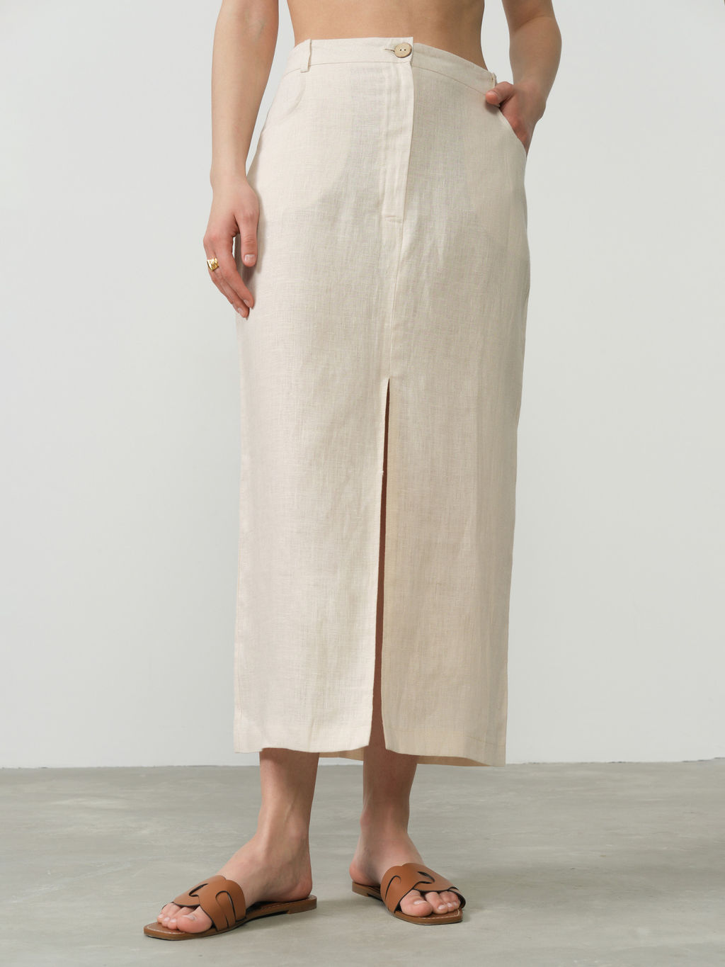 Юбка льняная 630 бежевая