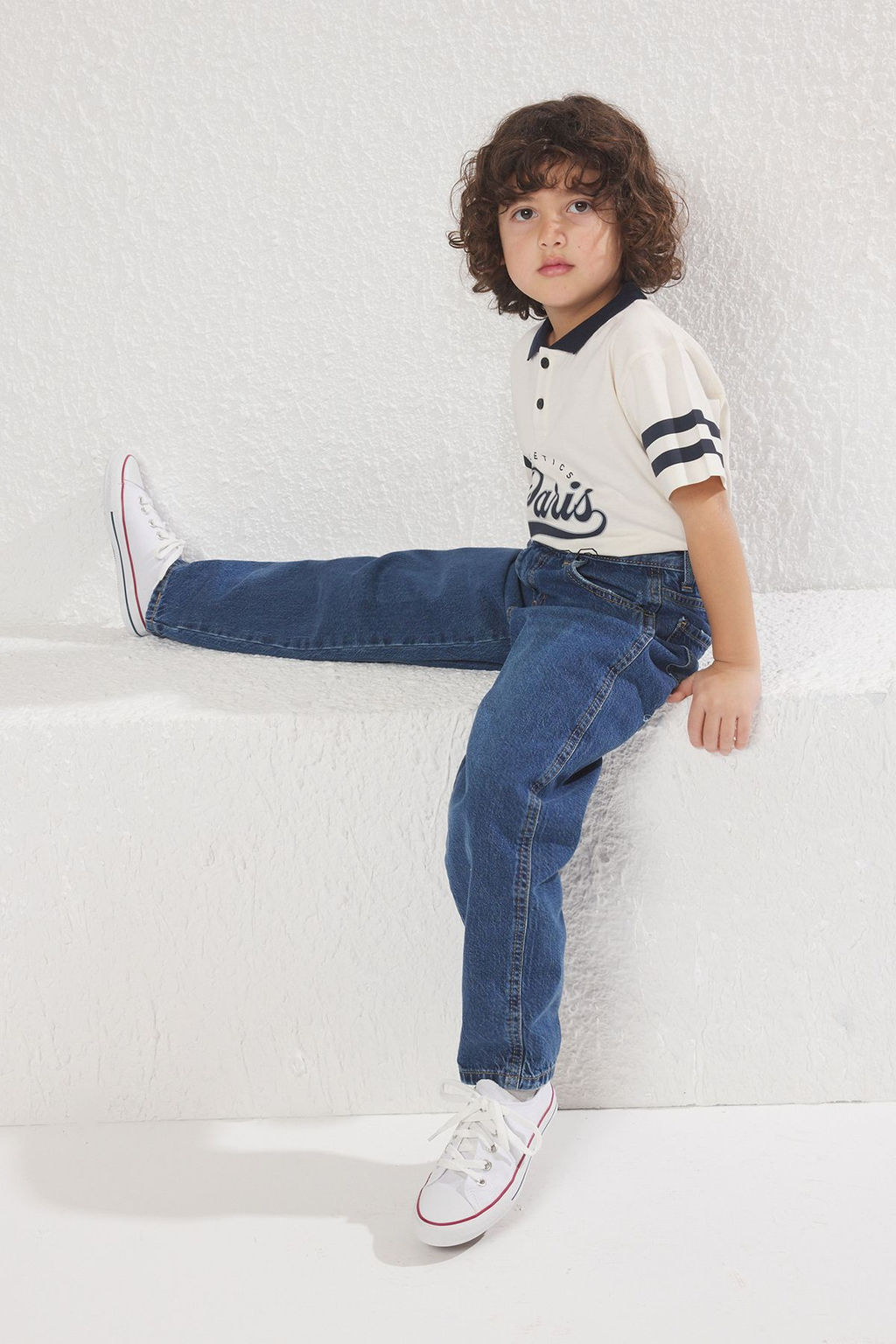 Koyu Mavi Erkek Cocuk Baggy Pamuklu Ayarlanabilir Lastikli Denim Pantolon Jean TKDSS24PL00005 - Trendyolmilla фото 2