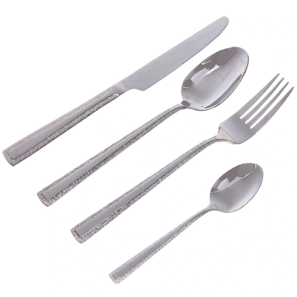 Набор столовых приборов "SANLI" 16шт (4ножа, 4вилки, 4ст.ложки, 4ч.ложки), цвет серебро, узор