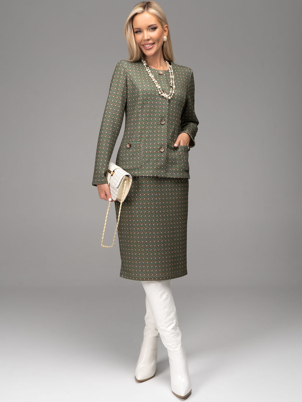 Костюм Шанель (зелёный) - Эльза фото 10