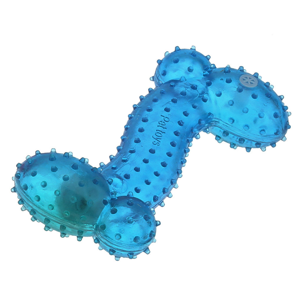 Пэт тойс (Pet toys) Игрушка для собаки Косточка-волна массажная 14,5х7см h3,8см, ПВХ, с пищалкой, светящаяся, на картоне, прозрачная, цвета в ассортименте: синий, розовый, зеленый, желтый (Китай) - Домашняя мода фото 4
